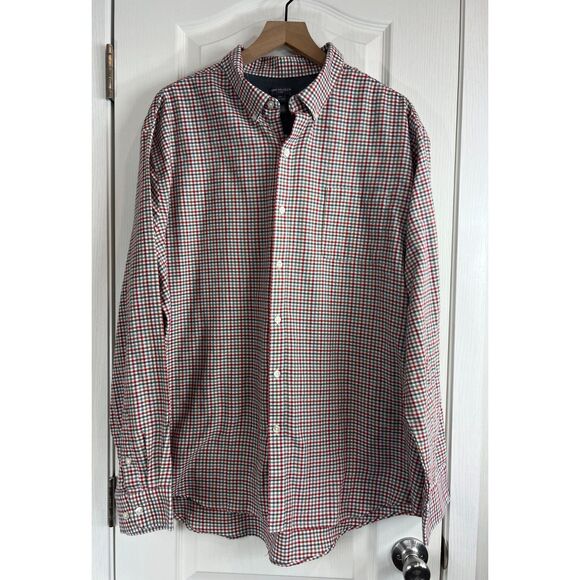Van Heusen Men's Long Sleeve Lightweight Flannel Shirt Gray Green Tan Size XXL - Picture 1 of 9